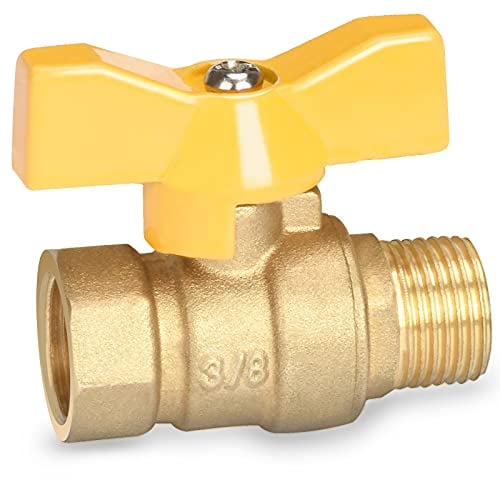 Oumuik Messing 3/8 Zoll Kugelhahn mit Flügelgriff - Aussengewinde/Innengewinde voller Durchgang PN16