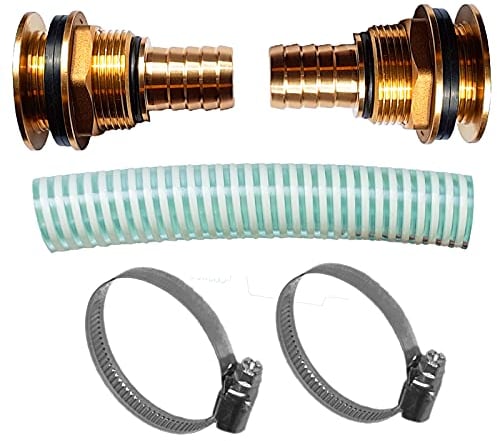 QUALITÄTS Regentonnendurchführung aus Messing Verschraubung Faßverschraubung > Ausführung auswählen >>> Regentonnenverbinder | Loch Regentonne 43mm | Tülle 1 25mm | 0,5m Saugschlauch