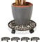 5 x Pflanzenroller Gusseisen, rund, Ø 33,5 cm, Blumentopfuntersetzer, 4 Rollen, stabil, wetterfest, Blumenroller, Bronze