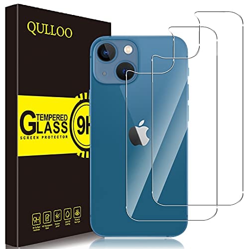 QULLOO Back Tempered Glass for iPhone 13 Mini, Rear Tempered Glass Screen Protector 9H Hardness Back Film HD Clear Back Film for iPhone 13 Mini 5.4 Inch - Pack of 2