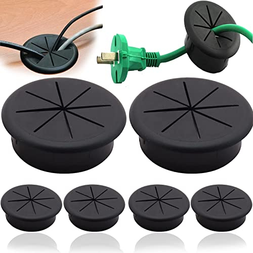 mohito 6PCS 60mmØ Rund Kabeldose Abdeckung Abdeckung für Schreibtisch Kabeldurchführung Schwarz für Schreibtische Büro Arbeitsplatten