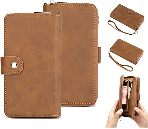 K-S-Trade Qualitativ & Innovativ Handyhülle Schutzhülle Für Fairphone 4 & Portemonnee Tasche Handytasche Case Etui Geldbörse Wallet Braun (1x)