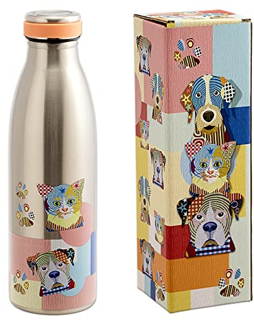 PracticDomus Bouteille Thermique en Acier Inoxydable Réutilisable et Écologique 500 ml, Collection (Dogs)