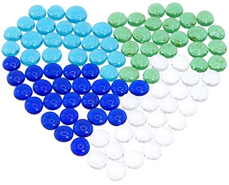 DBOO Galets ronds en verre transparent de 400 g de couleurs mélangées - Perles rondes et plates en verre pour vase, jardin, plantes, aquarium
