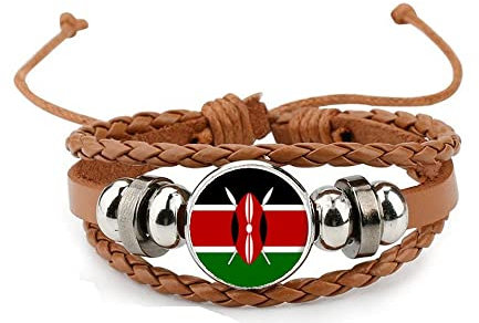PJ4U Kenya Brown Leather Bracelet And Velvet Gift Bag
