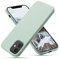 CALOOP Slim-Fit for iPhone 12/12 Pro Case,Skin Soft Liquid Silicone,Sturdy Hard Frame Shockproof Cover with Anti-Scratch Microfiber Lining,Full Protection for Screen and Lens,6.1 inch,Mint Green