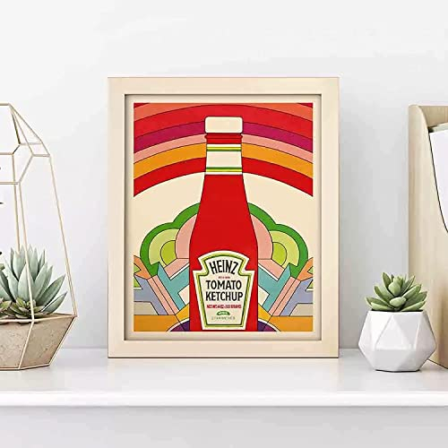 RuiChuangKeJi Wandbild, 70 x 90 cm, rahmenloser Ketchup-Wand-Kunstdruck, klassisches Vintage-Poster, Küchenwandkunst, psychedelische Würze, Tomate, Vintage-Bild