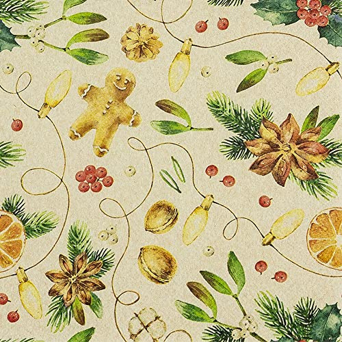 20 Servietten Eco Line nachhaltig aus 100% Recycling-Papier Weihnachtsgef?hl | Weihnachten | Winter | Lebkuchen | Zweige | Tischdeko 33x33cm