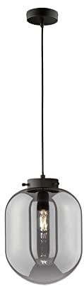 Fischer & Honsel | Pendelleuchte, Regi | schwarz matt| Glas| rauchfarben| D: 18,00 cm | Ausl. Decke: 140,00 cm| 1x E27 max. 40,0 Watt| 60893