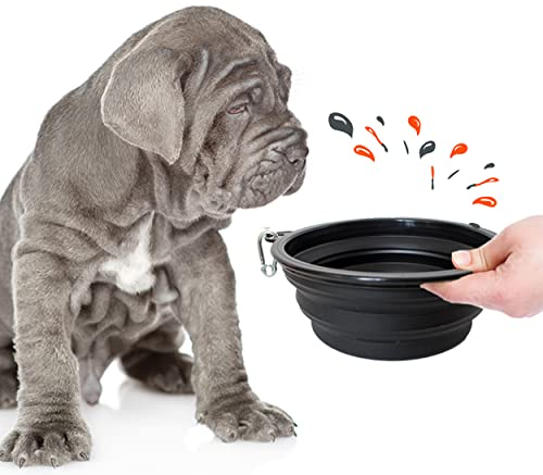 PETSATION – Gamelle pour Chien Pliable [L'Original] – Bol de Voyage, écuelle, Abreuvoir pour Chien – idéal pour Les Voyages, promenades et Le Quotidien – Léger, Compact (Noir, 2 x 1000 ML)