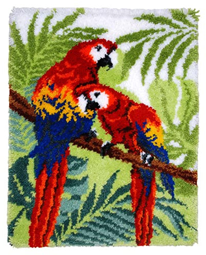 Scarlet Companions​ Latch Hook Kit for Adults & Kids 50x38cm, Complete DIY Rug Making Craft Kits with Yarn & Canvas and Crochet Needle, Adult Craft Kits for Women, Relaxing Home Art Project