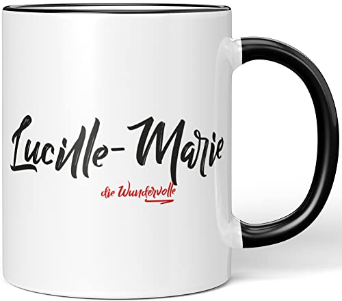 JUNIWORDS Tasse, Lucille-Marie, die Wundervolle, Schwarz (5262734)
