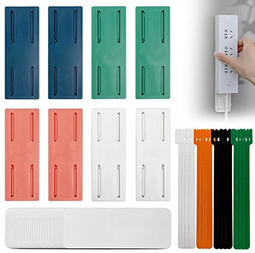 8 Stück Selbstklebender Stanzfreier Sockelhalter, Steckdosenleiste Halterung Power Strip Holder Steckdose Fixierer Wandhalterung Ständer für Steckdose Router Küche Organisieren(Mehrfarbig)