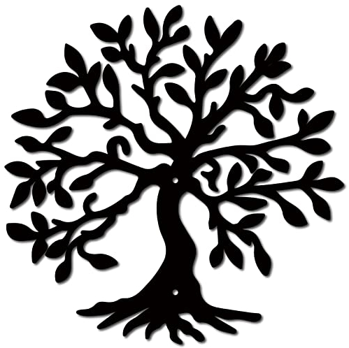 CREATCABIN Baum des Lebens Metall Wanddekoration Rustikales Schild Schwarze Wandskulpturen Dekorative Hängefigur Eisen Für Zuhause Wohnzimmer Küche Badezimmer Schlafzimmer Einzugsbüro 30x30cm