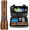 Blukar LED Torch, Super High Lumens Ultra Bright Torches - Adjustable Focus, 5000 mAh, IP67 Waterproof, Powerful Long Lasting Handheld Flashlight for Power Cuts, Camping, Hiking, Emergency -Brown