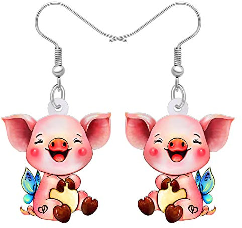 BAMAY Acryl Rosa Schwein Ohrringe baumeln Schmuck Anime Schwein Geschenke für Schwein Liebhaber Frauen Mädchen Charms Piggy Ohrringe (Rosa 456)