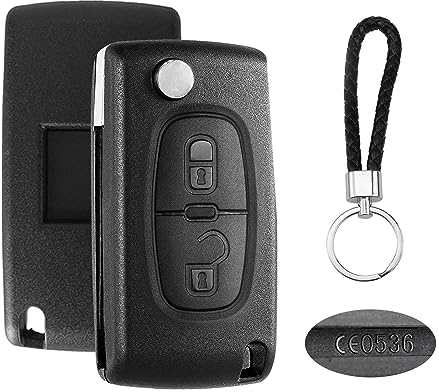 BouGPeng 2 Boutons Coque Clé de Voiture Télécommande Compatible avec Peugeot 207 307 308 CE0536 Partner Citroen C2 C3 C4 C5 C6 Boîtier Cle Remplacement Coque Clef de Voiture