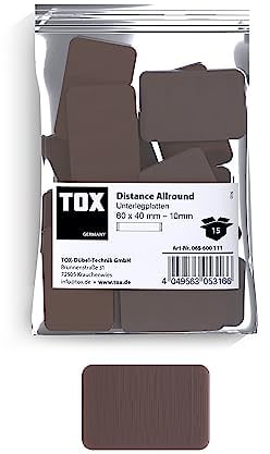 TOX Distance Allround Plaques de compensation, plaques de compensation en plastique, charge admissible jusqu'à 5 tonnes, polypropylène, 60 x 40 x 10 mm, 1 sac, 15 pièces, 065600111