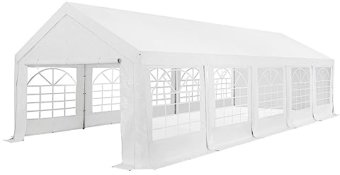 Juskys Partyzelt Gala 4 x 10 m - UV-Schutz Plane, Flexible Seitenwände - Pavillon stabil, groß - Outdoor Party Garten - Zelt Festzelt Weiß