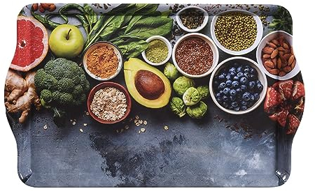 KESPER 77430 Serviertablett 48 x 30 x 3,5 cm, Melamin (MF), Motiv Healthy Kitchen