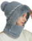 FEOYA Damen 2 in 1 Wintermütze Strickmütze mit Bommel Fleecefutter Balaclava Mütze Schal Set Dicker Halswärmer Hut Maske Set Einteilig A4