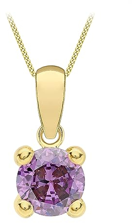 Amazon Essentials Collana con Ciondolo in Oro 9 Carati con Pietra Portafortuna di Febbraio (precedentemente Amazon Collection)