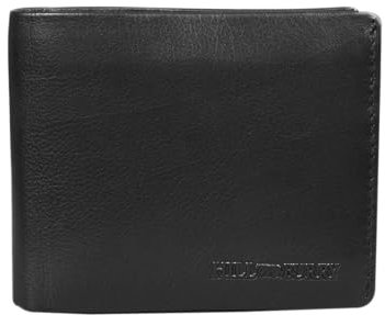 Hill Burry Leder Heeren Portemonnaie I Geldbörse I Brieftasche | Geldbeutel Wallet Portmonee Echtleder RFID Schutz hochwertig naturgegerbt Black Schwarz