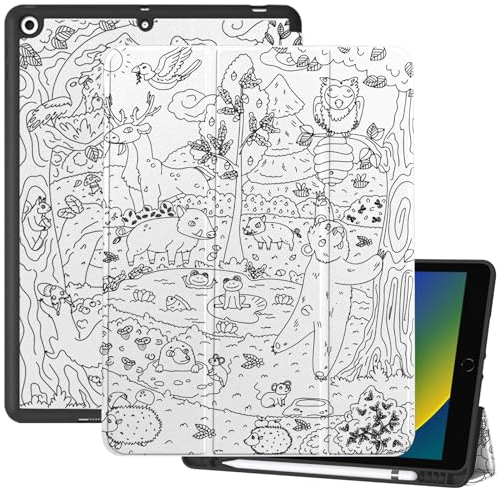 Deokke Kompatibel mit iPad 25,9 cm (10,2 Zoll), 9. / 8. / 7. Generation (2021/2020/2019) mit Stifthalter, weiche TPU-Rückseite, automatische Sleep/Wake-Abdeckung, niedlich, ästhetisch für Mädchen,