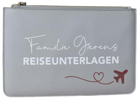 Tasche für Reiseunterlagen mit dem Familiennamen Flugzeug | Dokumententasche im Leder-Look | Reisedokumente Mappe Organizer | Travelorganizer Handgepäck