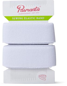 Pasmanta Gummiband - Gummibänder zum Nähen - Starke Gummilitze für Hosengummi - für den Haushalt - DIY Handwerk - zum Nähen in Stoffen - 25mm - Weiß