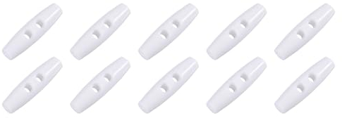 QUARKZMAN 38 x 10mm Knebelknöpfe x 10 Stück Kunststoffverstellbarer Verschluss für Regenmantel, Mantel und Rucksack, [Weiß]