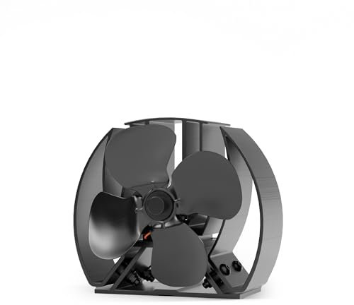 Forest Master | Viking Advanced Stove Fan - Powerful 4-Blade Design for Eco-Friendly Heat Circulation in Wood Burning Stoves and Fireplaces (Satin Black, Mini Viking Air)
