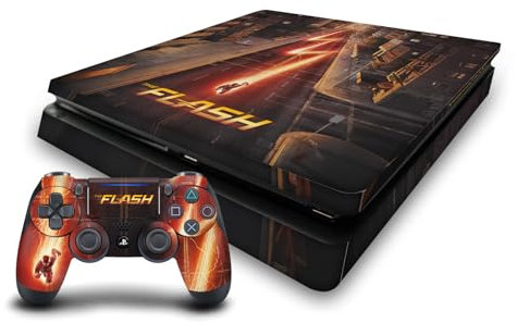 Head Case Designs Offizielle The Flash TV Series Barry Poster Vinyl Haut Gaming Aufkleber Abziehbild Abdeckung kompatibel mit Sony PlayStation 4 PS4 Slim Console and DualShock 4 Controller