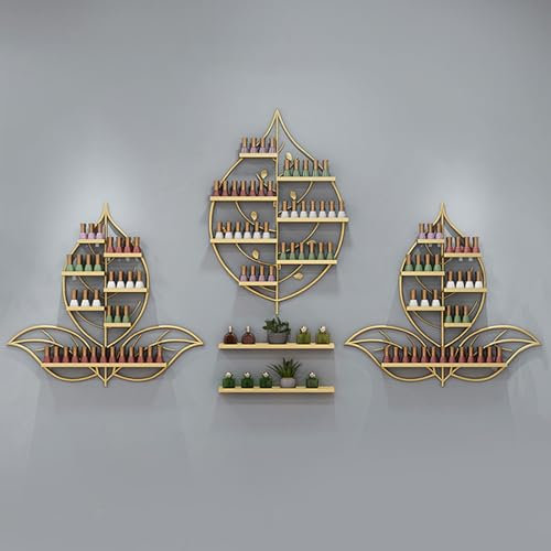 Generic Nail Polish Holder Wall Mount, Nail Polish Shelf, Nail Polish Shelf for Wall, Nail Polish Display Essential Oil Shelf for Manicure Salon Home Bathroom Beauty Salons (Color : Gold)