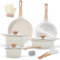RIOVARM Induction Batterie de cuisine, Antiadhésive Granit Sets de poêles et casseroles avec Couvercles, Poêle à frire, Casserole, Saucepan, Sans PFOA, Essentiels de cuisine avec manche en bakélite