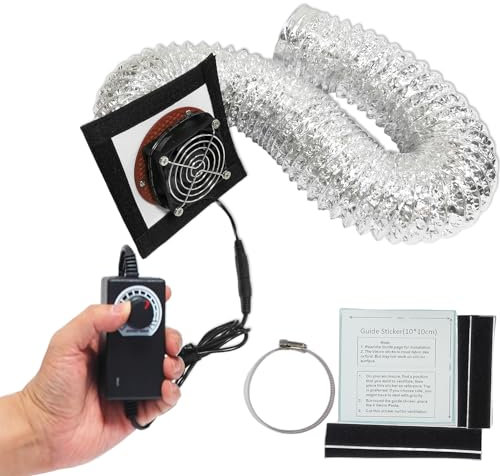 3D Printer Enclosure Ventilation Kit with 5000RPM Fan and Speed Control Power Adapter, Flex Tube, Exhaust Smoke & Odors, Low Noise, for 3D Printer Enclosure & Laser Engraver Enclosure