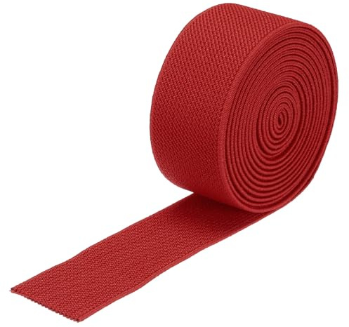 QUARKZMAN 3cm Gummiband Breit zum Nähen, 2 Meter Elastic Rubber Band, Breites Gummiband für Hosen, Bund, Stoffe zum Nähen (Rot)
