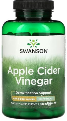 Swanson - APPLE CIDER VINEGAR 625 mg | Cápsulas de Vinagre de Manzana de Alta Potencia | Apoyo Digestivo y Metabólico - 180 Cápsulas