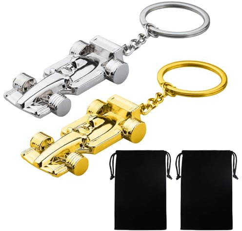 JCUGSBS Portachiavi per auto in metallo, accessori per chiavi – Regali per gli appassionati di corse, auto e Formula 1 – Regalo di Natale, Pasqua, compleanno, effetto cromato, robusto portachiavi