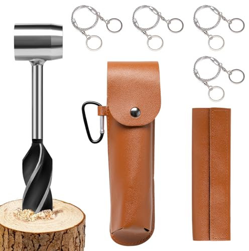 Pilikoll Trivella Manuale per Legno con 4 Sega a Filo di Emergenza Trivella a Mano Con Custodia In Pelle Punta da Trapano Manuale Multiuso Trapano Manuale Bushcraft Survival Tools per Campeggio