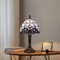 Mengjay Tiffany Style Tischlampe,Vintage Tischlampe Glasmalerei Lampenschirm Tischleuchte,Retro Nachttischlampe E27 Nachtlampe für Schlafzimmer,Wohnzimmer (Lila)