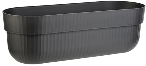 Engelland - 1 x Blumenkasten, Blumentopf, Farbe: Anthrazit, Pflanzkasten mit Wasserspeicher/Drainagesystem und Abstandshalter, 50 cm, PP-Kunststoff, Balkonkasten, länglich, formstabil