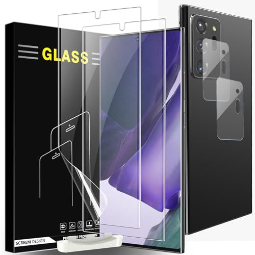 Vuciya Lot de 2 Protection Écran pour Samsung Galaxy Note 20 Ultra Flexible Film hydrogel 2 Protecteur d''Objectif de Caméra,TPU 3D haute sensibilité Résistant aux Rayures pour Galaxy Note 20 Ultra