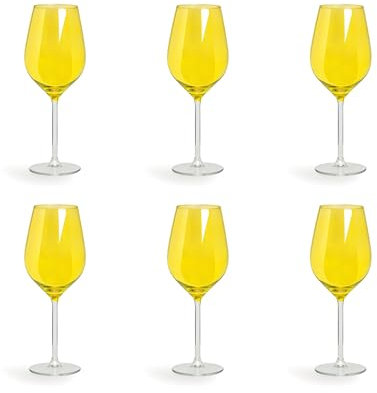 Excelsa Color Wine Lot de 6 verres à pied, verre, capacité 500 ml, jaune