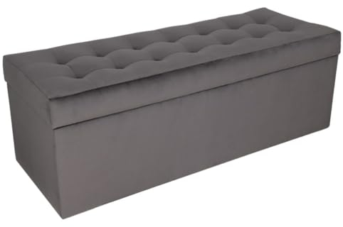 MG Design Polsterhocker 45 x 120 cm Dunkelgrau mit großem Stauraum (ca. 140 L), bis 300 kg belastbar, weich mit dezentem Schimmer, pflegeleicht – Wohnbereich, Schlafraum & Flur