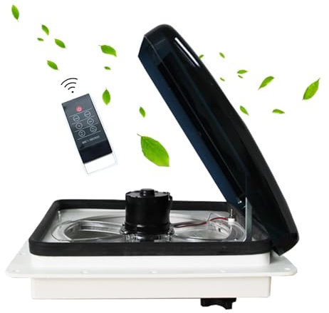 XRRJFYH Ventilateurs pour Camping-Car avec Capteur de Pluie Lanterneau Caravane 40x40 Ventilateur 12V Camping Car avec Télécommande(36x36cm/14x14in)