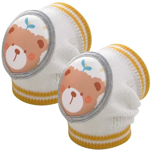 Baby Knieschoner Baumwolle Netz Krabbelknieschoner Kinder Knieschützer Knie Ellenbogen Pads kriechen Sicherheit Schutz Kleinkinder Mädchen und Jungen für 0-4 Jahre (Braunbär)