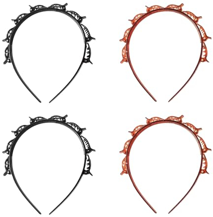 Landrain 4 Stück Haarreifen Haarreif mit Klammern, Clip Headband