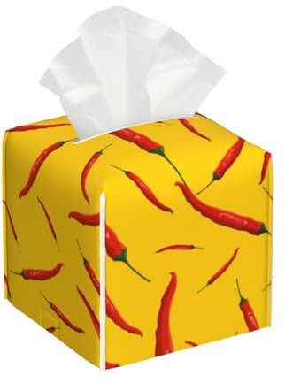 Quadratischer Taschentuchbox-Halter für Badezimmer, Chili-Muster, dekorative Box Abdeckungen für Würfel, Zubehör für Tisch, Auto, Büro