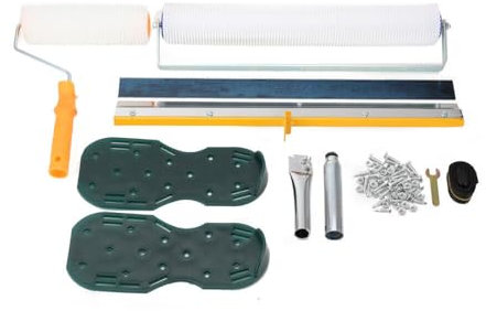 Bodenbeschichtung Set, Entlüftungswalze+Epoxid Spike Schuhe+Stehrakel Großflächenrakel